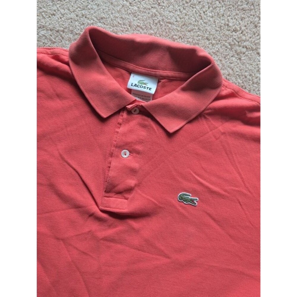 Men's Lacoste Orange Coral Polo T Shirt Size 6